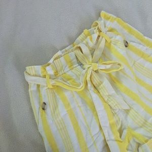 topshop paper bag striped shorts